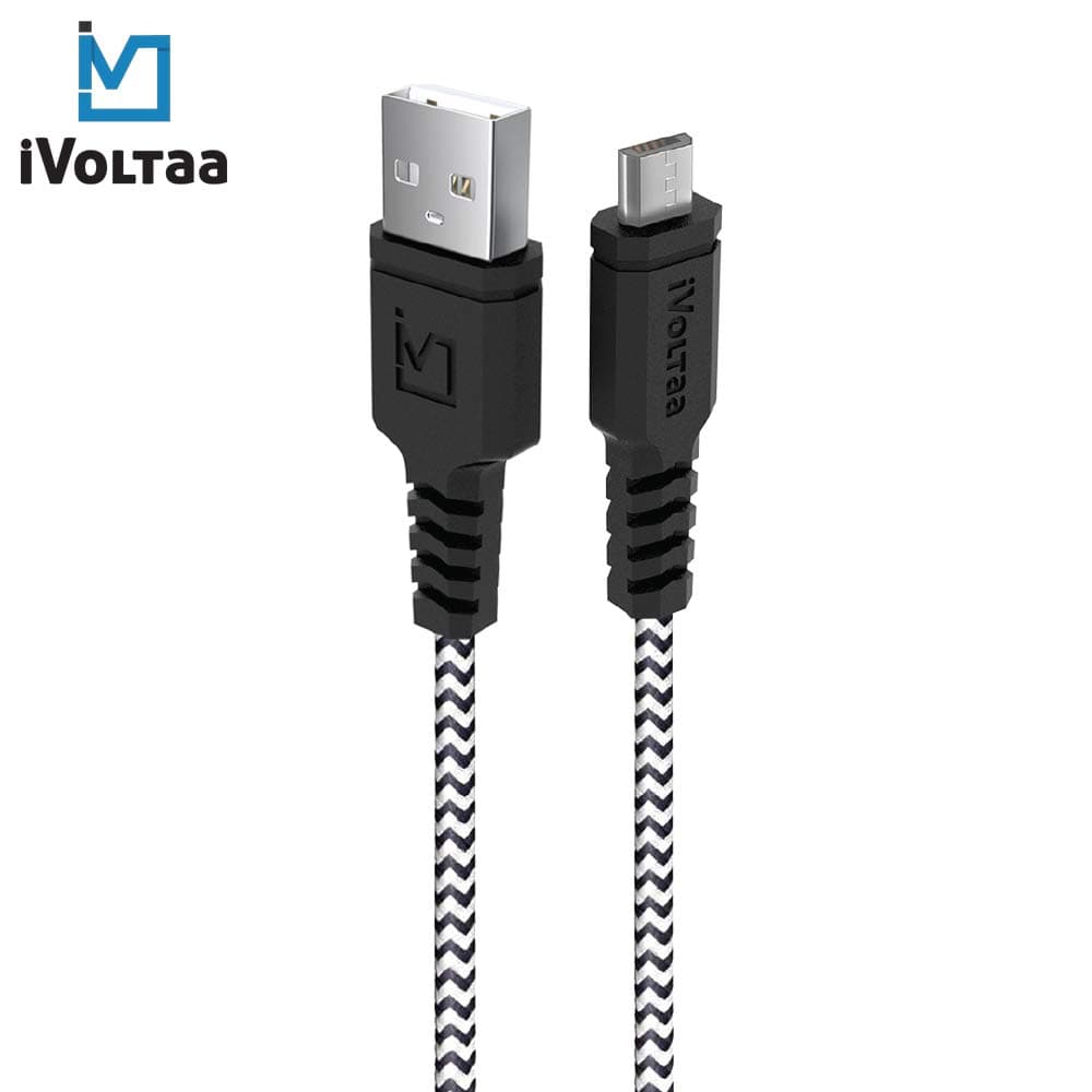 iVoltaa Rugged MK2 Tough Unbreakable Braided Micro USB 1.5 Meter (White & Black)