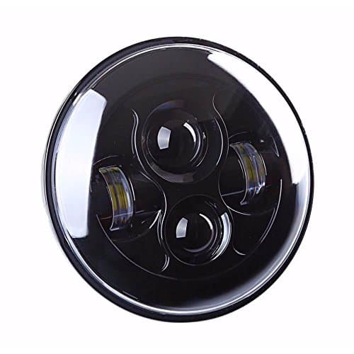 7" Round LED Headlight high and low beam for Harley Davidson Motorcycles Jeep Wrangler Hummer Land Rover Black 2pcs