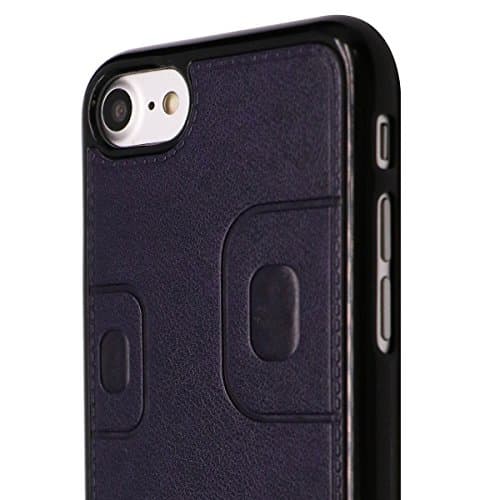 4 in 1 set with two pcs tempered glasses for Apple iPhone 8 Case 4.7 inch leather phone case (Blue)