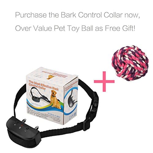Topperone No Harm Shock Bark Collar-Over Value Free Pet Toy Ball-7 Sensitivity Adjustable Levels for Medium Large or Small Dogs 10-120 Pound Dogs