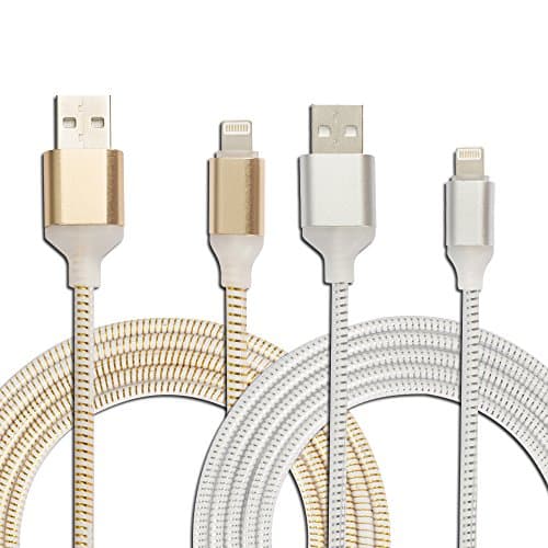 Lightning Cable, HelloEdge iPhone USB Charging Cable 6FT Gradual Color LED Light Night Light Glowing High Speed Cord for Apple iPhone, iPad, iPod (2 Pack) (Golden+Sivler)