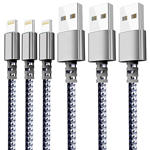 Atizzy Lightning Cable,3 Pack 6 FT Nylon Braided Charging Cable Cord Lightning to USB Cable Charger Compatible with iPhone X/8/7/6S/6/Plus/5 SE/5S/5C/5/iPad/iPod and More(Black)