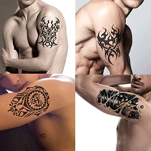 Deardeer 4 Sheets Temporary Tattoo Set for Men Waterproof