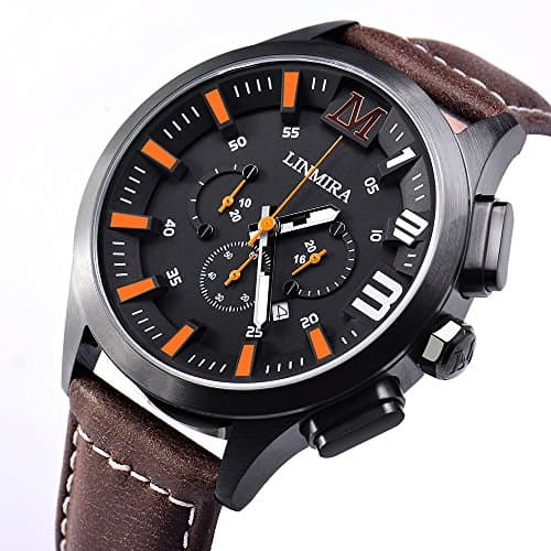 LINMIRA Big Dial Luminous Pointer Multi-Functional Water Resistant Quartz Sports Men Watch