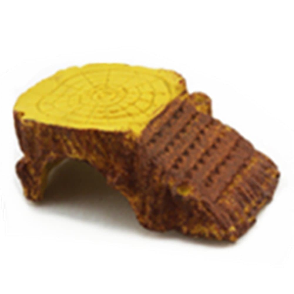 Aomeiter Tree Stump Tortoise Basking Ramp Step Ledge and Cave Hide-Out Medium Aquarium Resin-M