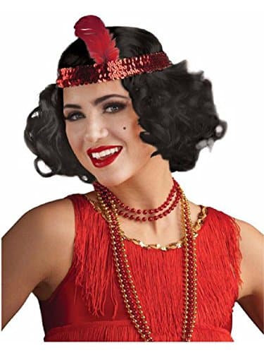Flirty Flapper Black Wig with Headband