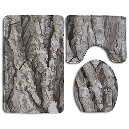 Nature Tree Old Pine Bark Dragon 3 Piece Bath Rug Set Bathroom Rug Large Contour Mat With Lid Cover Washable Mat