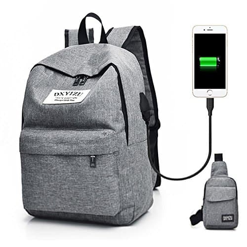 Labtop Backpack With Sling Bag,School Bag Backpack For College Student,Daypack Business Laptop Backpack For Men Women Teen Boys Girls For Work Travel,With USB Charging Port Earphone Hole,Grey,Tektree