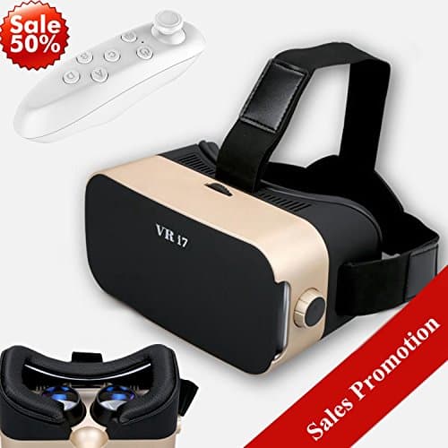 3D Virtual Reality Headset, Tsanglight VR Glasses with Remote Control[Gift] VR Goggles 360 Viewing Box for 3D Movie Game for iPhone X 8 7 6 Plus Galaxy S8 S7 S6 Edge (Best Christmas Gift)
