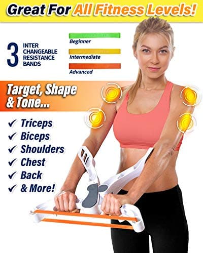 Poppin Kicks Arm Machine Workout System with 3 Resistance Training Bands Fitness Equipment for Women Tones Strengthens Arms Biceps Shoulders Chest New Generation