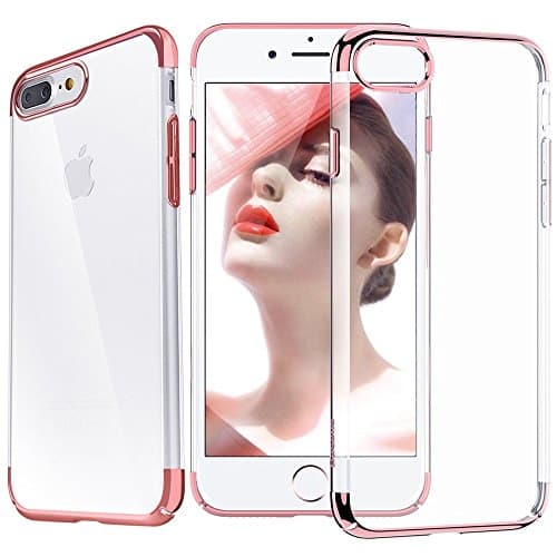iPhone 7 Plus / 8 Plus Clear Back TPU Case with Colorful Edge Shock-Absorption Bumper Anti-Scratch Cover for Apple iPhone 7 Plus / iPhone 8 Plus (Rose Gold)