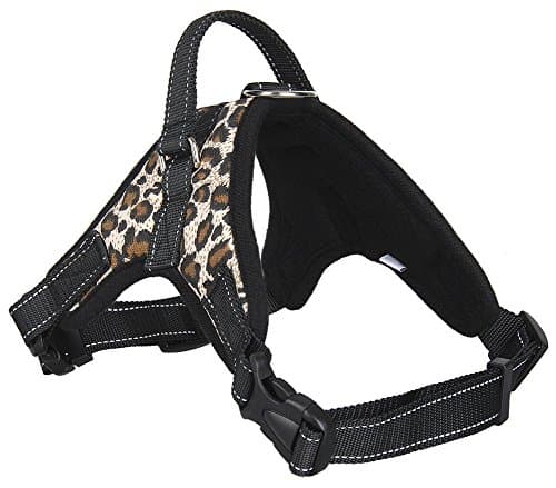 Posife Adjustable No Pull Dog Collar Harness With Handle on Top - Best for Walking,Rescue No-Pull Harness for Large/Medium/Small Dog. (Leopard)