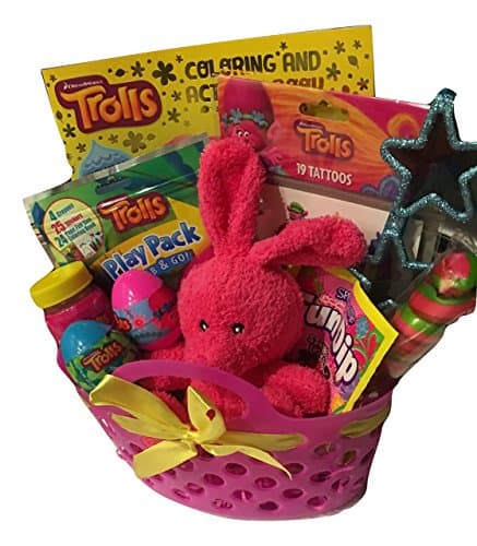 Trolls Themed Kids Easter Basket or Gift Bundle Set with Coloring Books, Stickers, Candy