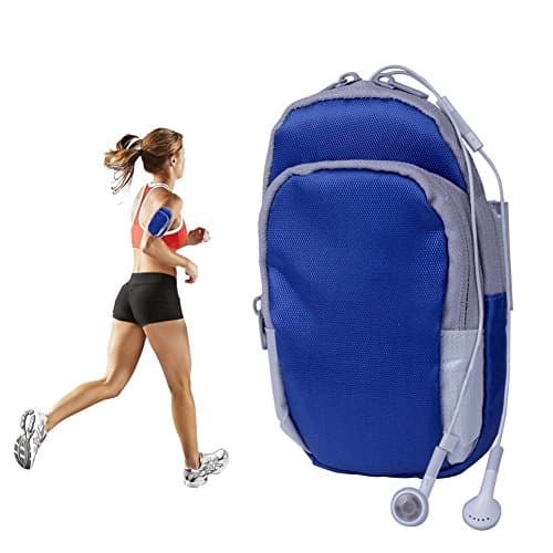 Armband, Multifunctional Double Pockets Workout Arm Bag for iPhone 6 plus 6s 5s, Samsung Galaxy, Nexus, Xperia, Best for workouts running cycling (Blue)