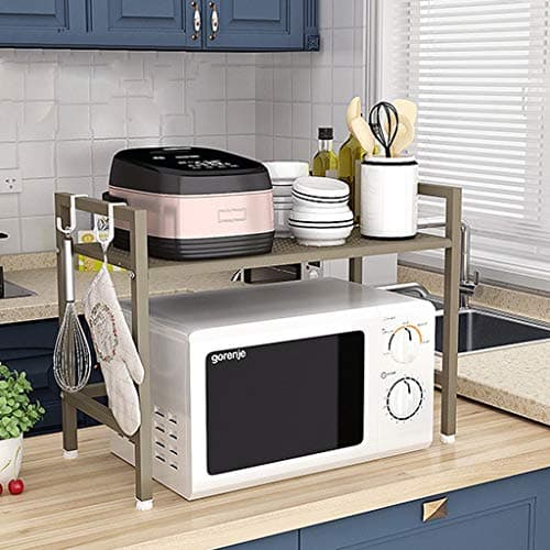 YANQING Single Layer Kitchen Storage Multi-Functional Rack - Stainless Steel Under Sink Organizer Storage Shelf - Cubby Storage Shelf- Black - White -gold (color : Gold)