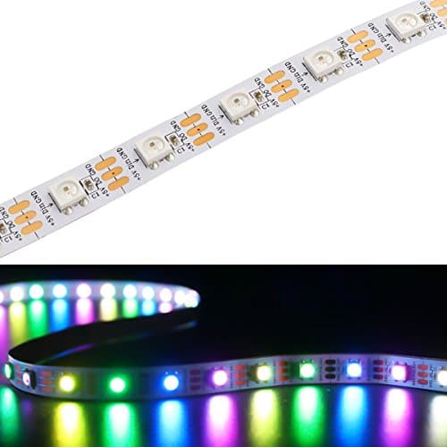 Yaqing Lighting 3.2ft/1m WS2812B Programmable LED Strip Light 60 Pixels Individually Addressable Dream Color SMD5050 DC5V Flex LED Strip (White PCB IP33 Non-waterproof Version)
