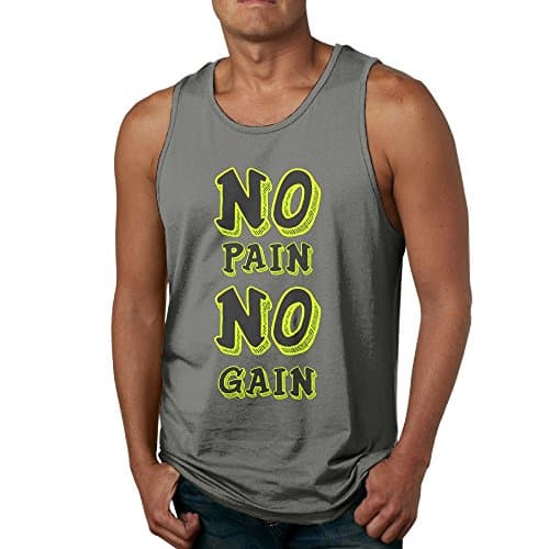 No Pain No Gain Men Graphic Basic Sleeveless Tee,Tank Top