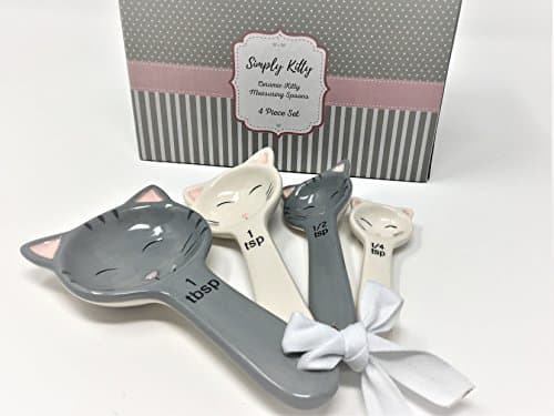 Cat Measuring Spoons Set by Simply Kitty. These Ceramic Cat Shaped Measuring Spoons are a Perfect Gift for Any Cat Lover!