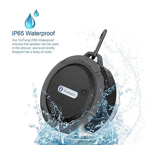 Domon® WaterProof, Dust-proof and Shockproof Bluetooth Shower Speaker Mini Portable Wireless Bluetooth Speaker with Stereo Sound, Subwoofer, Free phone,FM function,SD Card(Black)