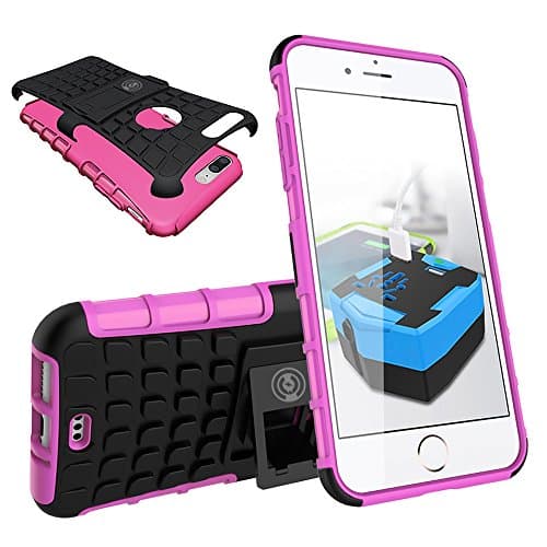 iPhone 8 Plus Case, iPhone 7/7S Plus Armor cases (7&amp;8) Tough Rugged Shockproof Armorbox Dual Layer Hybrid Hard/Soft Slim Protective Case (5.5 inch) by Cable and Case - Pink Armor Case
