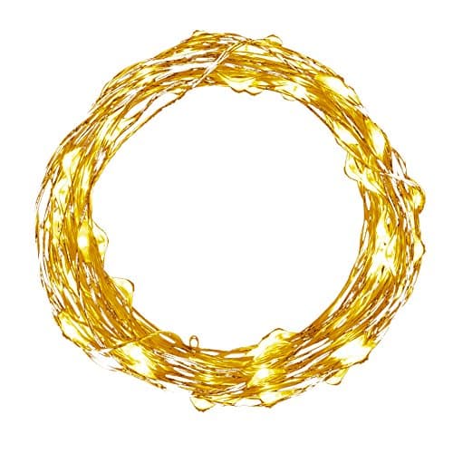 Isightguard Waterproof LED String Lights Copper Wire Lights, 33ft Copper Wire 100 LEDs Fairy Starry Light for Bedroom Patio Garden Party Wedding (Warm-white)