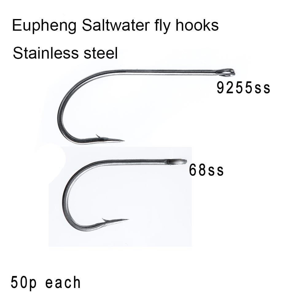 Eupheng 50 pc Each Pack Plus Best Salt Water Stainless Steel Fly Hook Collection O'Shaughnessy Tarpon Hook