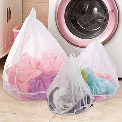 Denzar 3 Pack Mesh Laundry Bag, Washing Bag with Drawstring, Clothing Washing Bags for Laundry, Blouse, Bra Underwear Laundry Bags Household Cleaning Tools Wash Laundry