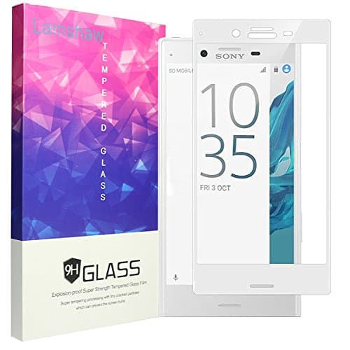 Sony Xperia XZ Screen Protector, Lamshaw 9H Full Coverage Tempered Glass Screen Protector for Sony Xperia XZ (White)