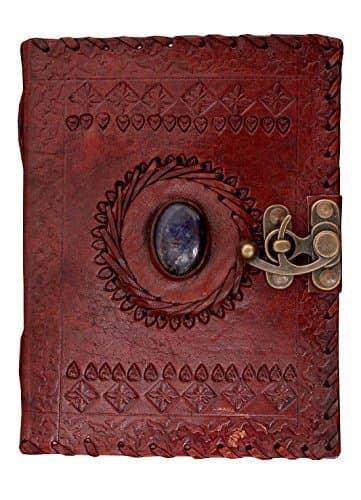 SR MART Leather Diary Journal Notepad Writing Book Stone Brown Embossed Handmade Papers Designed for Home & Office (7x5, Dark Brown)