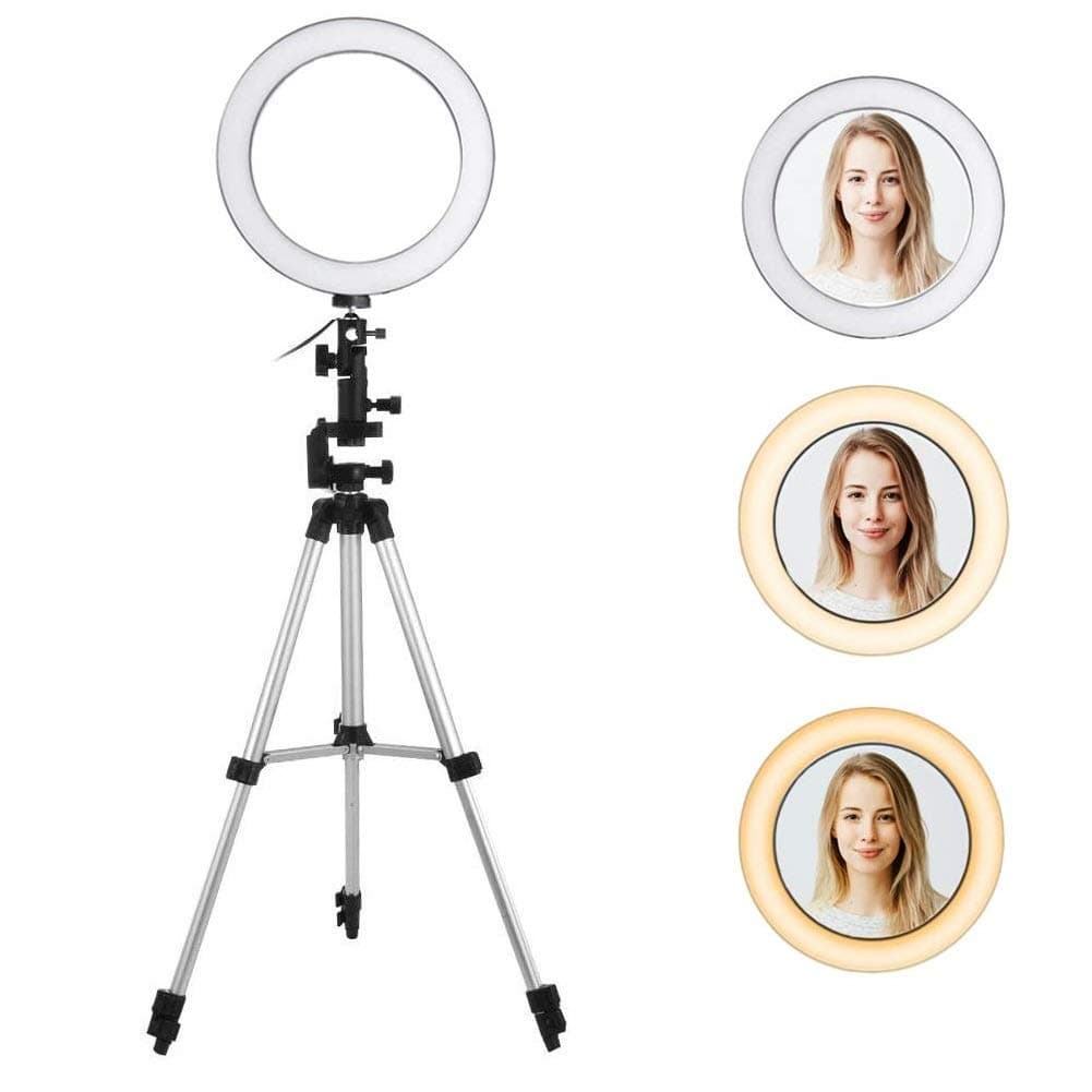 Mindmaker 10" Selfie Ring Light with 60" Extendable Tripod Stand with remot & Flexible Phone Holder for Live Stream/Makeup, Desktop Led Camera Ringlight for YouTube TIK-Tok Video