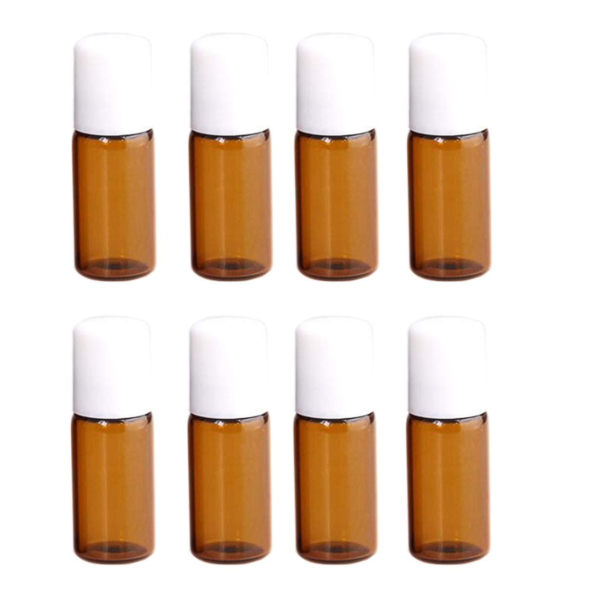 25 Pack Glass Roller Bottles Travel Roll On Container for Essential Oil Aromatherapy Perfume Roller Ball Bottle Cosmetic Metal Ball Vials Sample Vials Jars Tube (3ml)