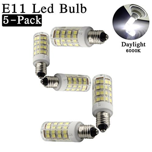 XYTGD E11 led bulb Dimmable, Mini Candelabra E11 Base, AC 110V/ 120V/ 130V, 4W Bulb 40W Halogen Replacement Lights, Ceiling Fan bulbs, Indoor Lighting, Daylight 6000K(Pack-5)