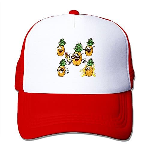 Vicop Happy Pineapple Trucker Cap Summer Mesh Hat With Adjustable Strap Red