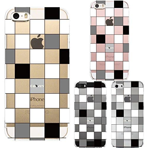 Iphone Se Iphone5s /5 Shell Case Anti-Scratch Clear Back CuVery block check white black