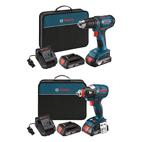 Bosch Cordless Drill Driver Kit + Impact Driver Kit (Certified Refurbished)