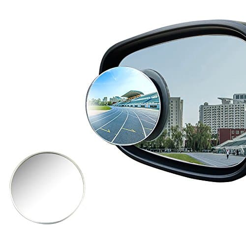 2 Pack Blind Spot Mirror Large 4 inch Frameless Stick On Round Car Rear View Convex Mirror HD Glass Aluminum Shell Auto Side View Adhesive Mirror for Car Truck SUV (95mm)