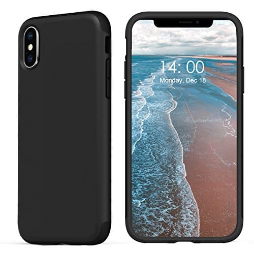 KUUFER Two-Layer Defender iPhone X Case with Matte Surface for Great Grip for Apple iPhone X 2017 (black)
