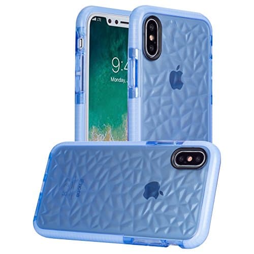iPhone X case WELLDFUL 3D Vogue Design Geometric Diamond Pattern Clear Soft TPU Dual Layer Shockproof Protective
