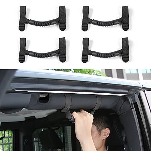 4 PCS Grab Handles Grip Handle Red Holder Roll Bar Grab Handles For Jeep Wrangler JK Unlimited Rubicon 1987-2017 (Black)