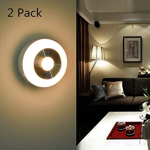 LED Motion Sensor Light Indoor Stair Night,2-Pack,Battery Operated,Stick on Anywhere Cordless,for Stairway Stairwell Home Kitchen Under Cabinet Closet Hallway Bathroom Bedroom Nursery Kids Room Camp