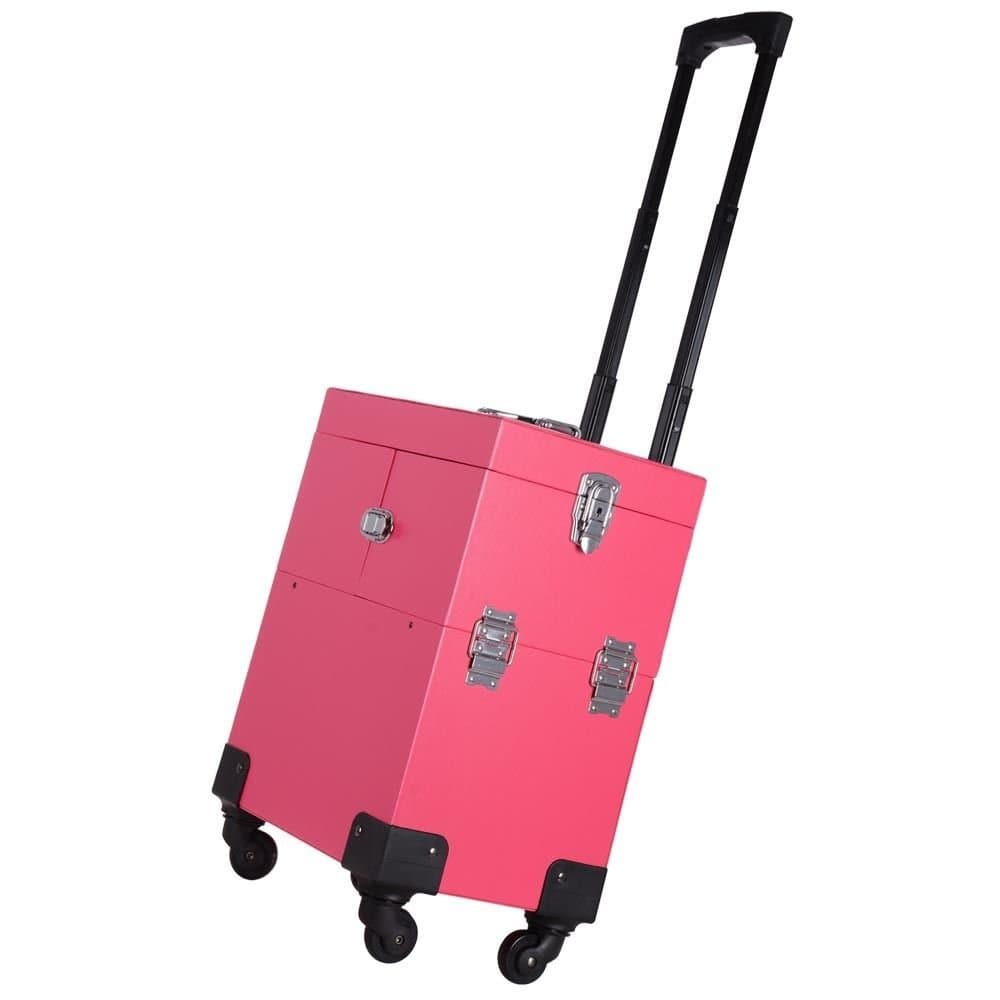 New Vanity Trolley case, vanity case, cosmetic case with mirror 51 X 37 X 24 cm (new pink)