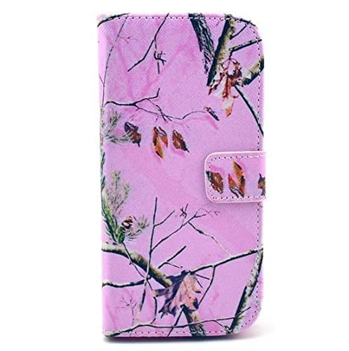 Ceslysun ® HTC One M8 Case - Premium Wallet PU Leather Case Flip Cover Case With Credit Card Slot For HTC One M8 2014 Release (Tree Pink)