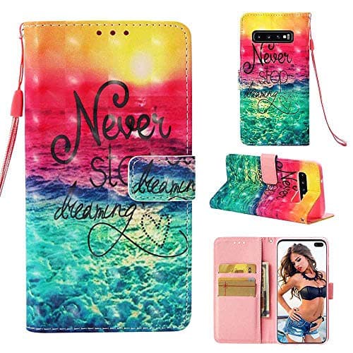 Macoku Galaxy S10 Plus Case, 3D Pattern Wallet Full Body Shockproof Folio Case PU Leather Flip Cover with Card Slot Fit with Samsung Galaxy S10+/S10 Plus 6.4 inch 2019