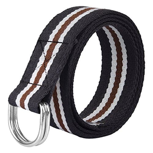 Canvas Web Belt D-Ring Buckle 1.5" Wide with Solid Color (Medium)