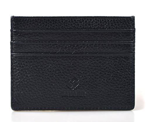 Eavann Credit Card Case, Leather Front Pocket Slim Wallet Insert with ID Window (Black)