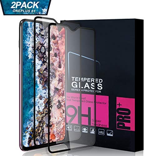 Pazon OnePlus 6T Screen Protector Glass [2 Pack], Full Coverage HD Tempered Glass Anti-Scratch Bubble-Free Screen Protector for OnePlus 6T