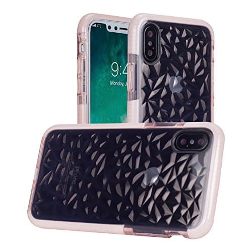 iPhone X case WELLDFUL 3D Vogue Design Geometric Diamond Pattern Clear Soft TPU Dual Layer Shockproof Protective