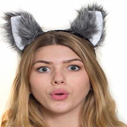 Grey Wolf Ears Plush - Costume Accessories