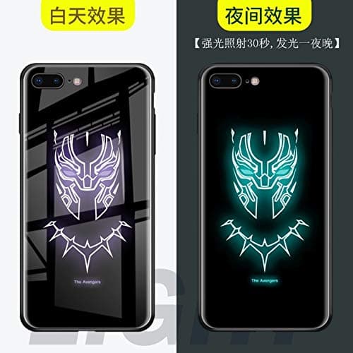 Marvel Luminous Glass Case for iPhone 7 8 6 6s Plus X 10 Avengers Black Panther Spiderman Iron Man Superman Batman Phone Cover (7 - for iPhone X)