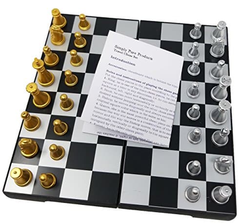 Mini Magnetic Chess Board with Storage, Folding Chess Set Perfect for Travel, Comes with Magnetic Chess Pieces, For Kids or Adults, works great in the car, at the park or anywhere on the go!